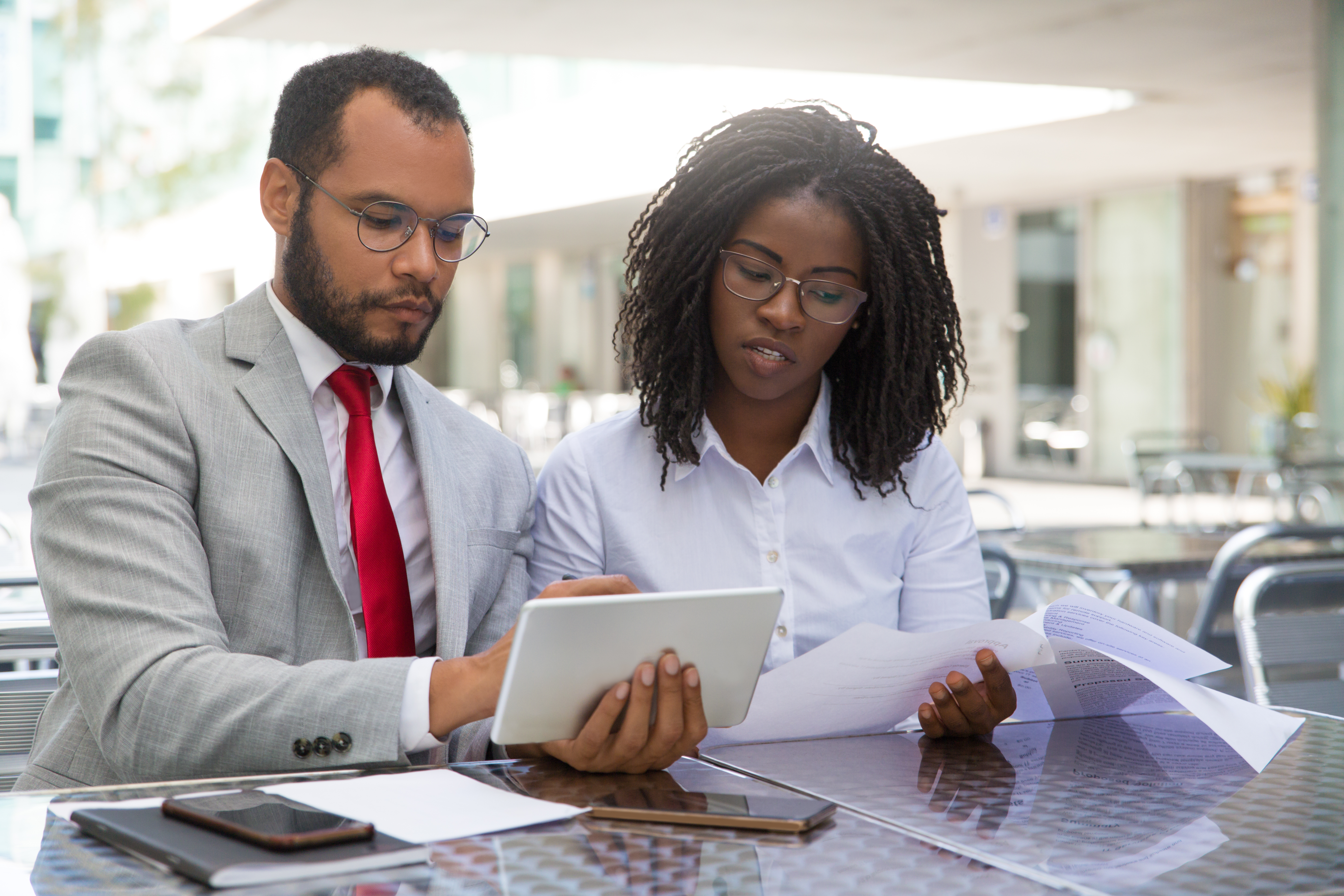 Image of a business owner using online banking